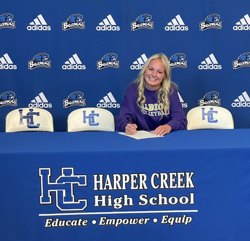 Payton Rice signs her letter of intent to play volleyball at Albion College. Congrats Payton!