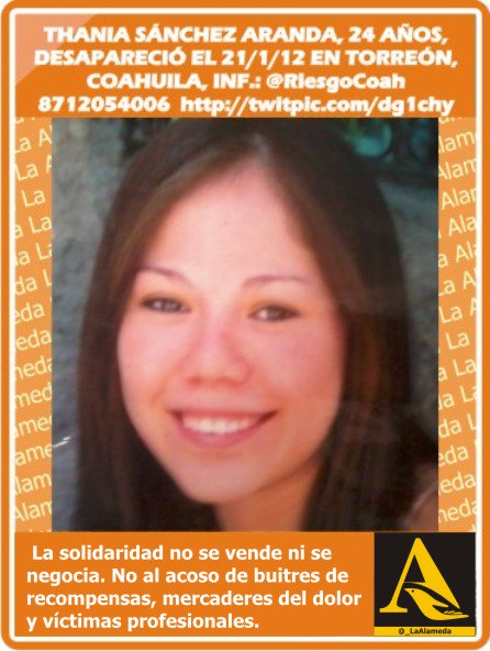 #Tebuscamos Thania Sánchez Aranda, 21/1/12, #Torreón #Coahuila #911