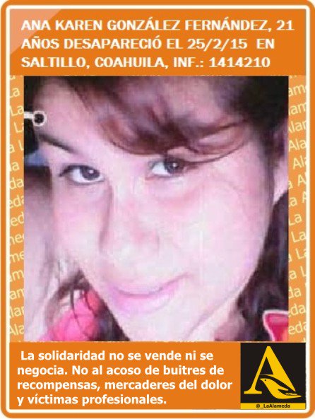 #Tebuscamos Ana Karen González Fernández, 21 años, 25/2/15 #Saltillo #Coahuila #911