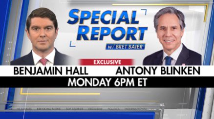 This Monday <a href="/BenjaminHallFNC/">Benjamin Hall</a> interviews <a href="/SecBlinken/">Secretary Antony Blinken</a> … airing at 6p ET