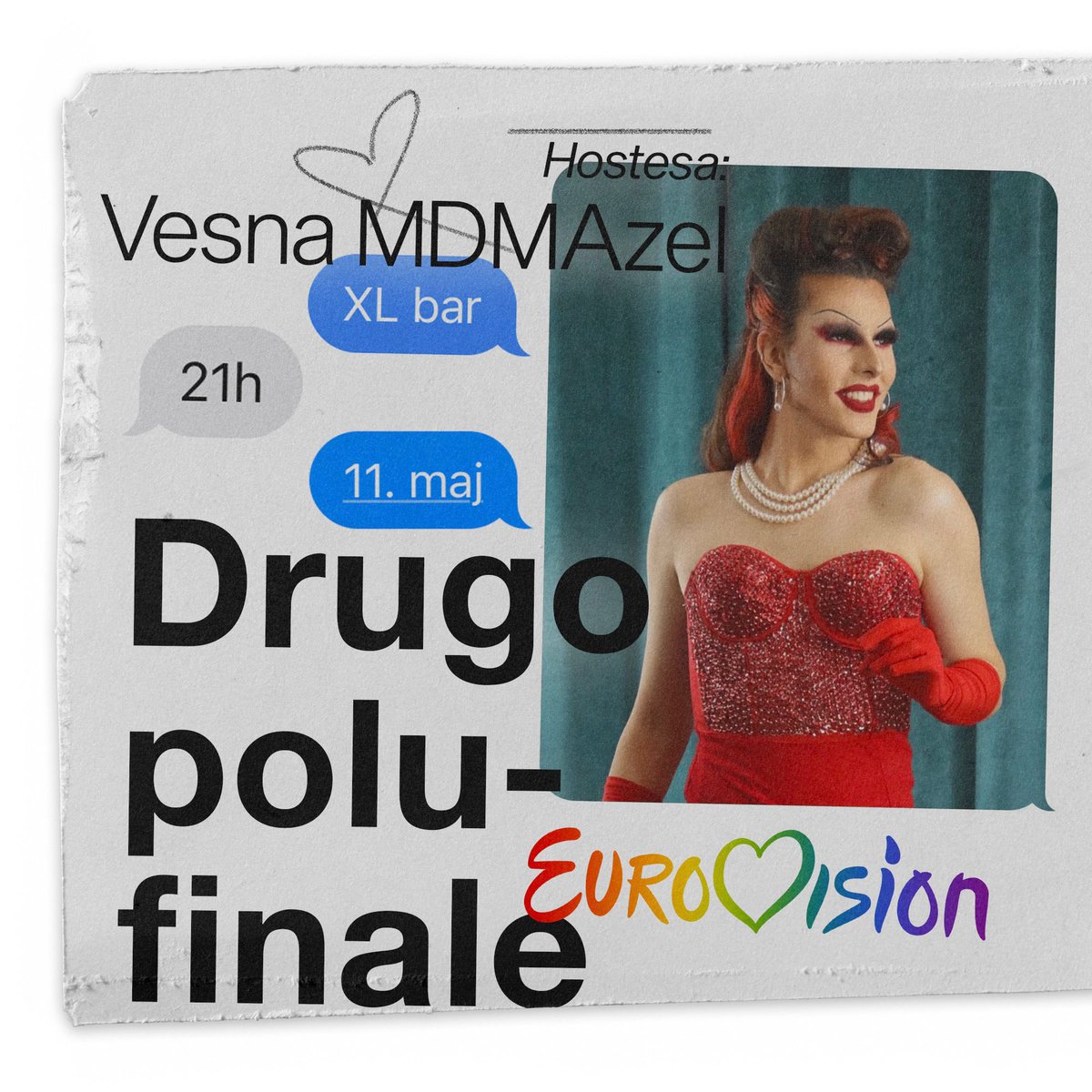 belgradepride's tweet photo. It's Eurovision time! 🎶

U utorak, četvrtak i subotu, odnosno 9, 11. i 13. maja, Beograd Prajd u XL baru (@xlbar_rs) organizuje Viewing Party dva polufinala i velikog finala takmičenja za pesmu Evrovizije! 🎵🌈

📍 Vidimo se u XL baru u 21 čas na adresi Terazije 13! https://t.co/4d4gmiQOvl