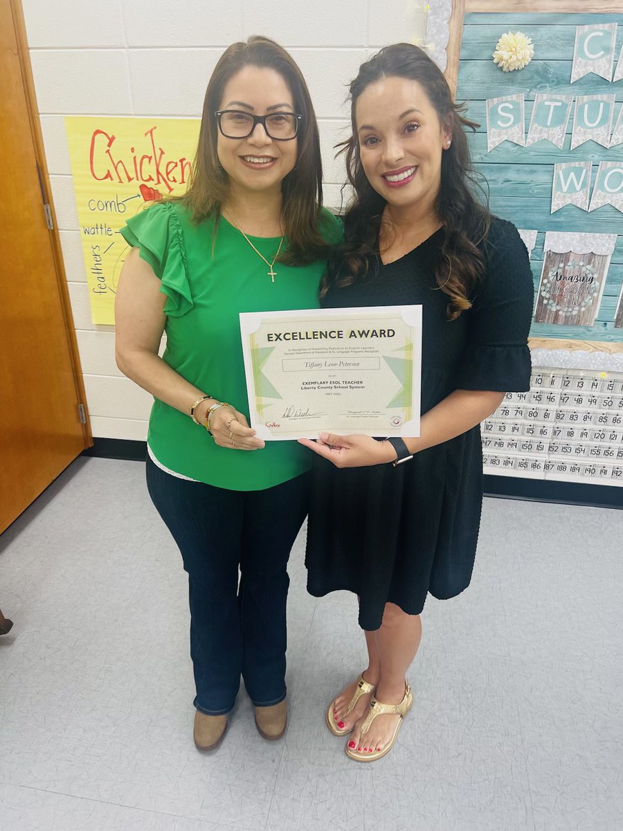 MrsLP_tce's tweet photo. What an honor to receive the GADOE Excellence award for being an Exemplary ESOL teacher of the Liberty County School System! #ITeachESOL #CreekSTANDARD @LibertyCoSchool @Tigers_TCE @Veronic33615306 https://t.co/G51VPYFAVa