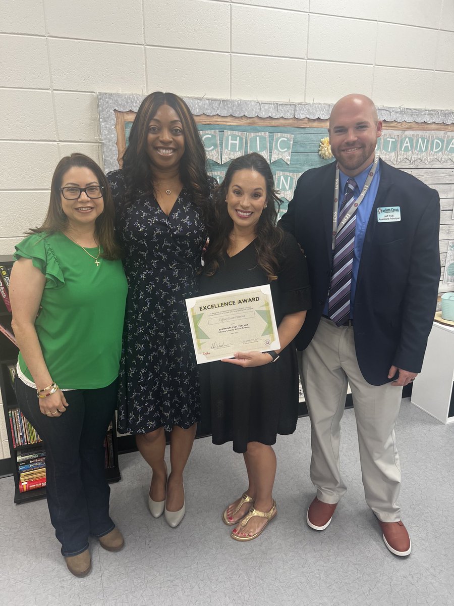 MrsLP_tce's tweet photo. What an honor to receive the GADOE Excellence award for being an Exemplary ESOL teacher of the Liberty County School System! #ITeachESOL #CreekSTANDARD @LibertyCoSchool @Tigers_TCE @Veronic33615306 https://t.co/G51VPYFAVa