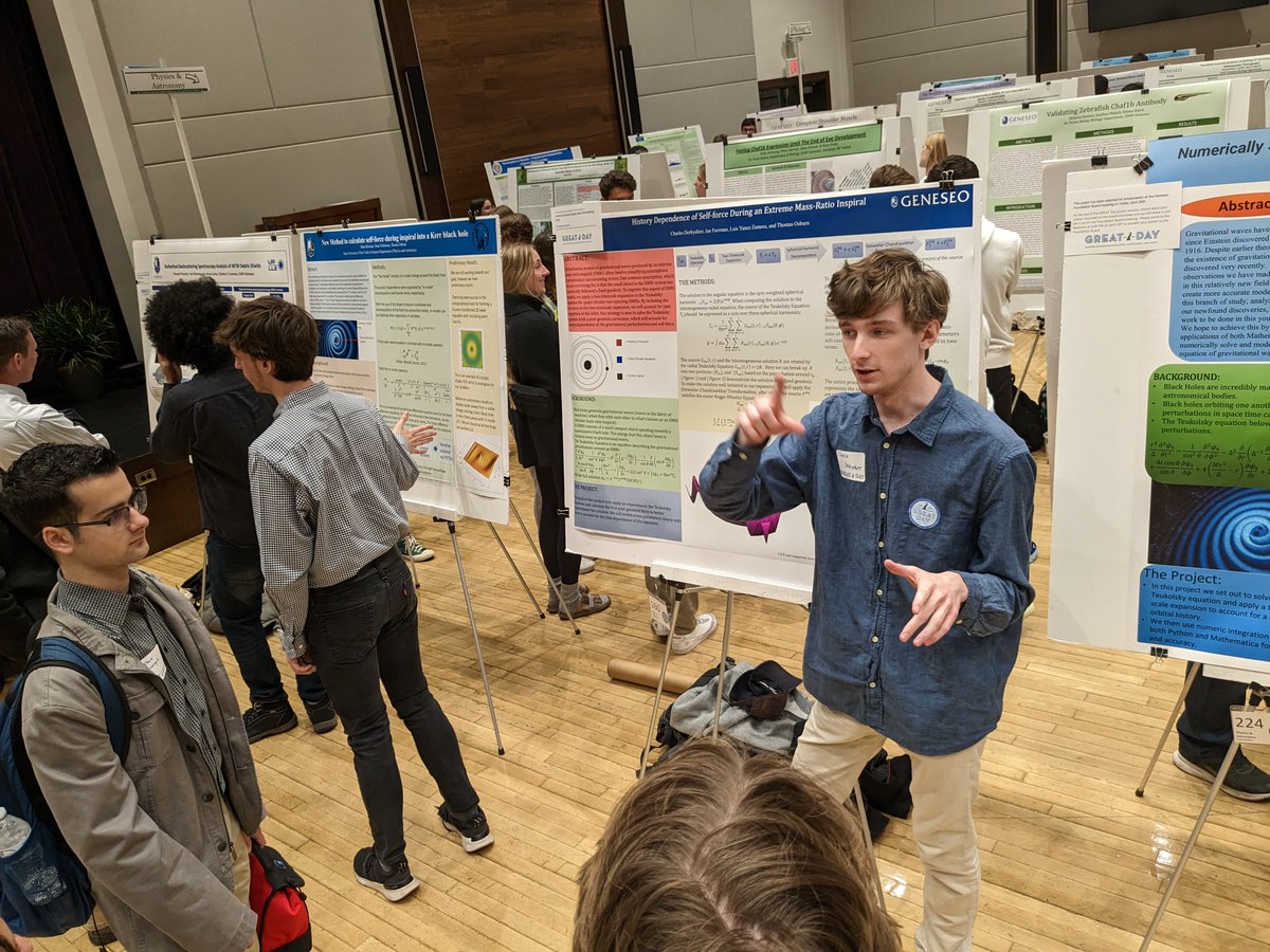 GeneseoPhysics's tweet photo. Lots of action at SUNY Geneseo's annual G.R.E.A.T Day held earlier this week. There were many posters and talks featuring undergraduate research done by Geneseo physics majors! https://t.co/mxtdCpgeVX