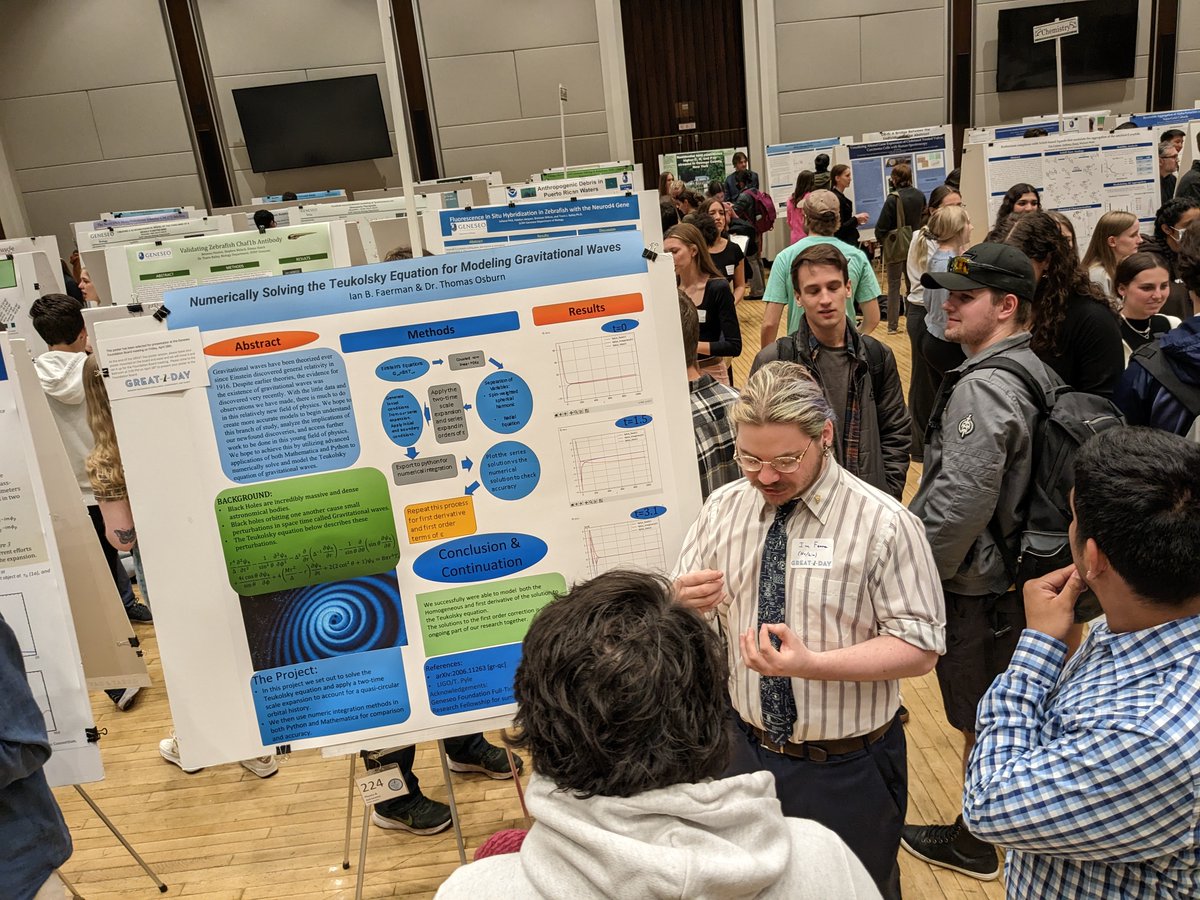 GeneseoPhysics's tweet photo. Lots of action at SUNY Geneseo's annual G.R.E.A.T Day held earlier this week. There were many posters and talks featuring undergraduate research done by Geneseo physics majors! https://t.co/mxtdCpgeVX