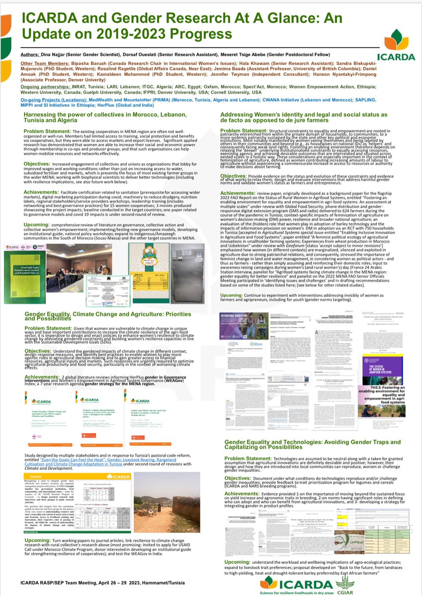 <a href="/ICARDA/">ICARDA</a> #PostCovid  #RASP #SEP #friendship when #gender,  #forages, #economics, and #scaling meet in #Tunisia #womeninscience #bestposteraward