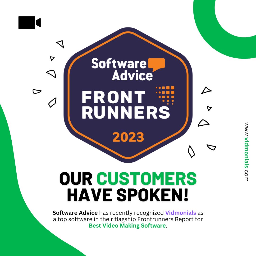Vidmonials_'s tweet image. We take pride in our platform, and so do our users!✌️
#Vidmonials has been recently recognized as a top software by #SoftwareAdvice in their flagship Frontrunners Report for #BestVideoMakingSoftware. 🎉
Learn more here: softwareadvice.com/video-making/#…
