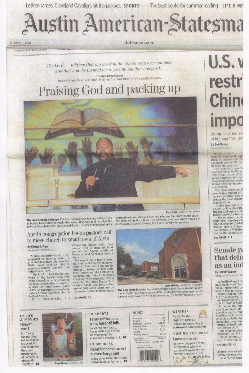 drdanacarson's tweet photo. #FlashbackFriday 20 years ago, after I heard from God, The R.O.C.K (formerly known as Praise Tabernacle) made the move from Austin to Houston! News outlets covered it &amp; despite how crazy it looked to others, over 300 families moved. #Revival #DrDanaCarson #20years #TheROCKwoi https://t.co/DKMmlhDaeZ