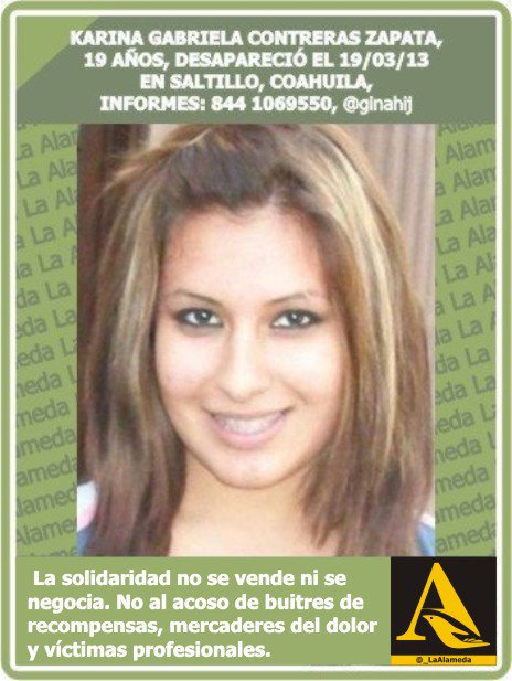 #Tebuscamos Karina Gabriela Contreras Zapata, 19 años, 19/3/13 #Saltillo #Coahuila #911