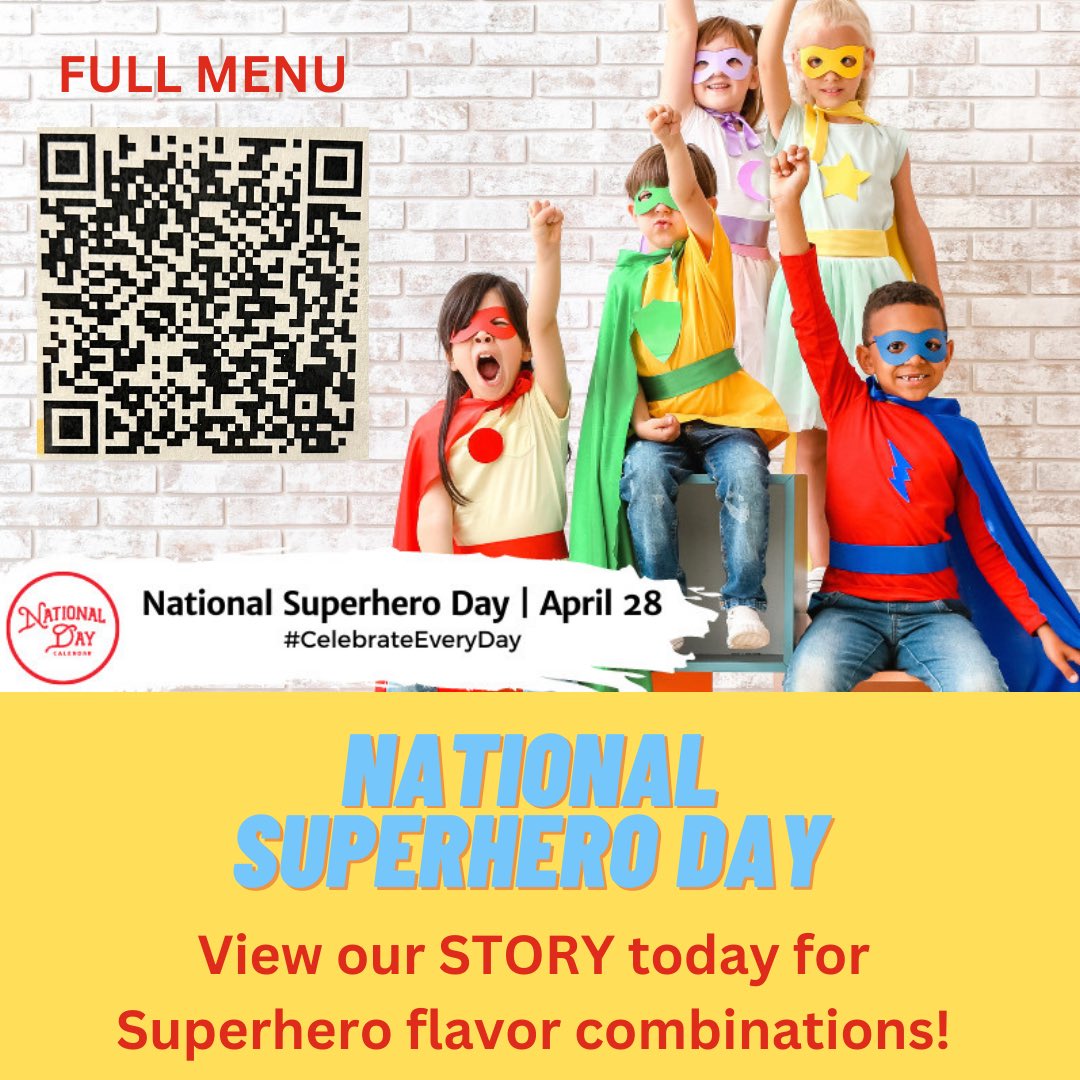 SnoBiz_OFallon's tweet image. Who’s your favorite Superhero? Check out our story today and scan the QR Code to view our menu. We have so many choices to honor our favorite Superheroes! Come see us! We are open 12:30-9:00. 🍧#nationalsuperheroday #snobiz #shavedice🍧 #local636 #ofallon #ofallonmo