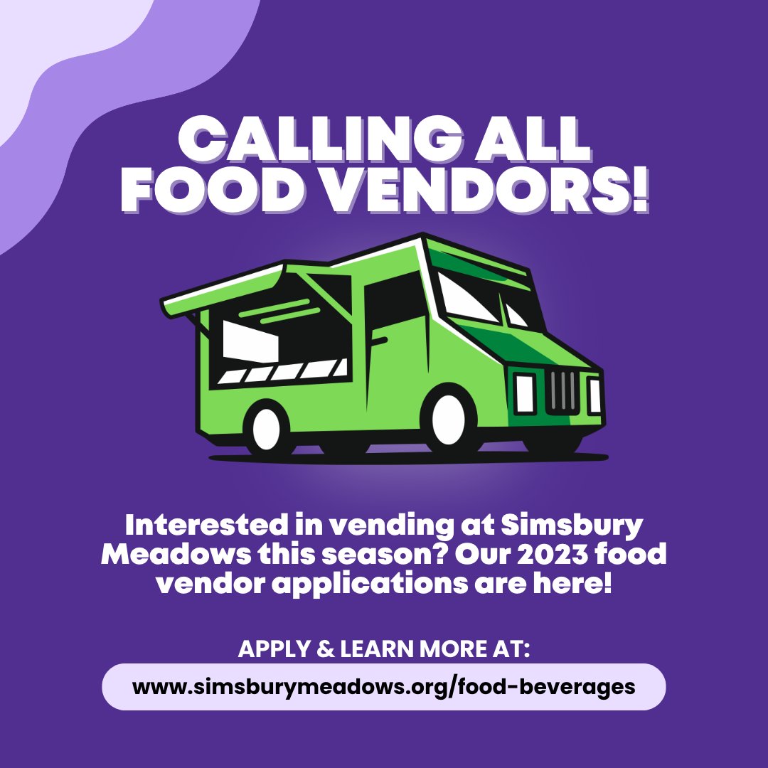 Interested in vending at #SimsburyMeadows this season? Our 2023 food vendor applications are here!🥤🍽️

To apply & learn more, please visit: simsburymeadows.org/food-beverages OR  email us at operations@simsburymeadowsmusic.com.

We hope to see you this summer!

#foodvendor #ctfoodtrucks
