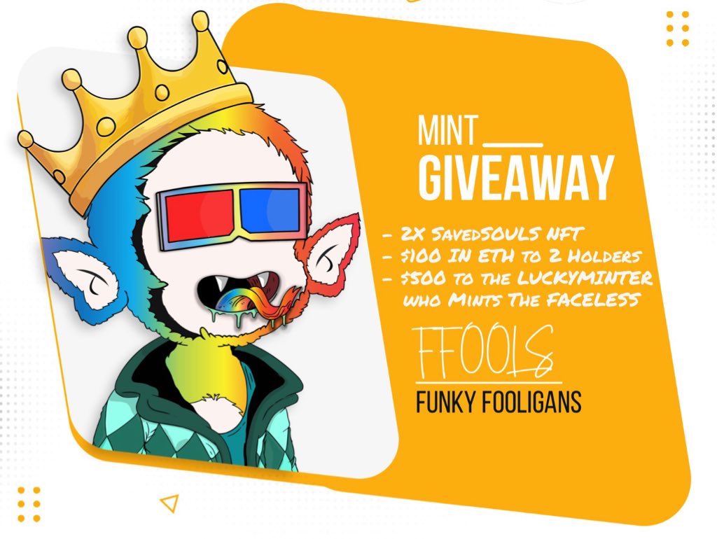 FunkyFooligans's tweet photo. 🚨 #SavedSouls NFT GIVEAWAY🚨

How to win:

1️⃣ RETWEET the PINNED
2️⃣ Post proof of mint

Winner picked by twpicker on first milestone
555 mints free max 1 per wallet rest 0.003 $ETH
 
#NFT #Nfts #NFTGiveaways #NFTGiveaway #NFTCommunity @SavedSoulsNFT #funkyfooligans #AKCB #BAYC https://t.co/o6BMesLe5P