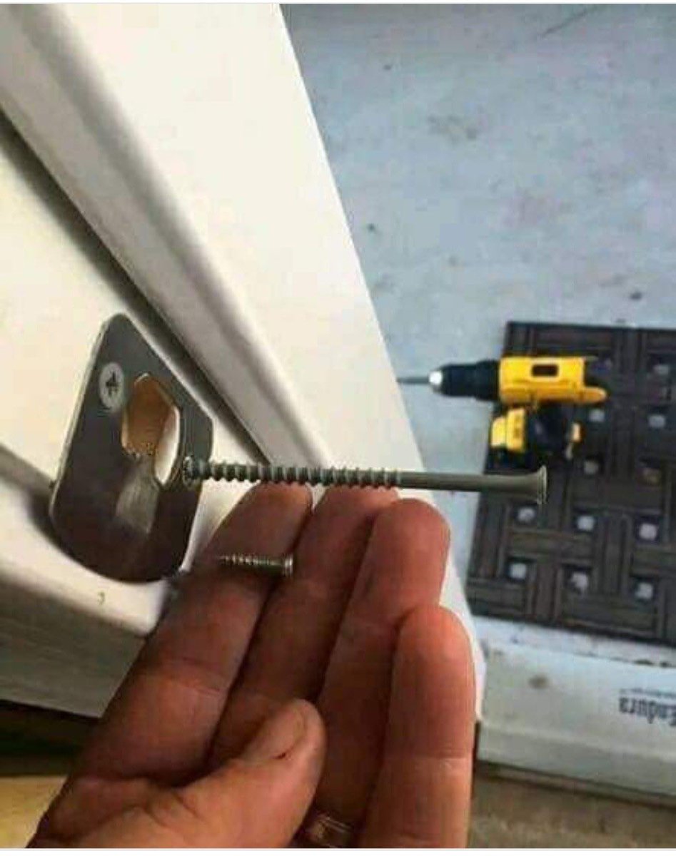 TPS8656's tweet photo. Security Tip. Most door plates are installed with the 1/2”screws that come with the handle kit. Replace these with 4”screws that go through the door frame. This makes it more difficult for a quick entry with one kick.They have to work at opening the door. #securiy @TPS41Div https://t.co/GL3bBPnGfh
