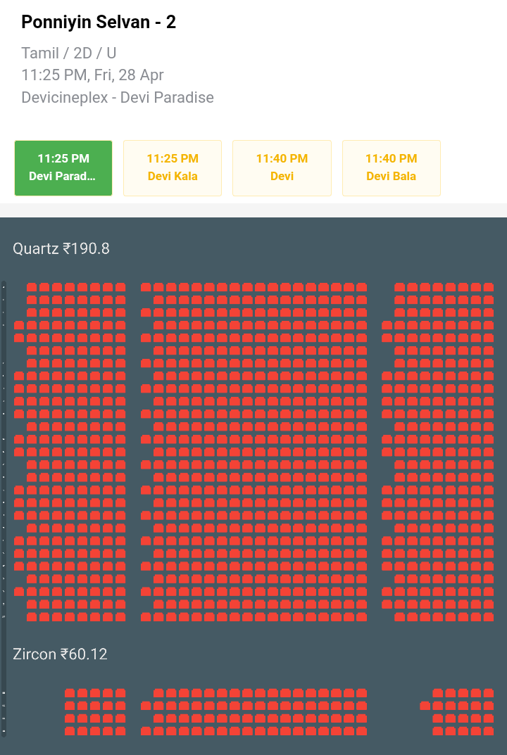 i_RA_Anand's tweet photo. #PS2 - Night show absolute rampage 🔥
Day 1, Night show status in #ChennaiCity 👇
Chennai MountRoad DeviCineplex,
#Devi (838 seats) - Full
#Deviparadise (1047 Seats) - Full
#Devibala (308 Seats) - Full
#Devikala (269 Seats) - Full
***
@chiyaan @Karthi_Offl @actor_jayamravi https://t.co/b8P0eQIsxq