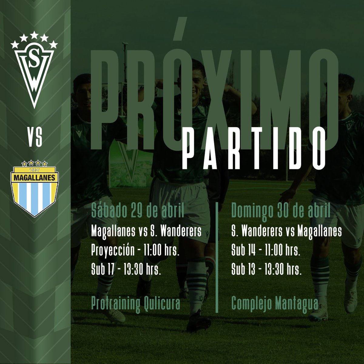 swanderers's tweet photo. #ProgramaciónSW: Nuestra cantera se prepara para saltar nuevamente a la cancha este fin de semana ¡Adelante Wanderers! https://t.co/rxb5lZASaE