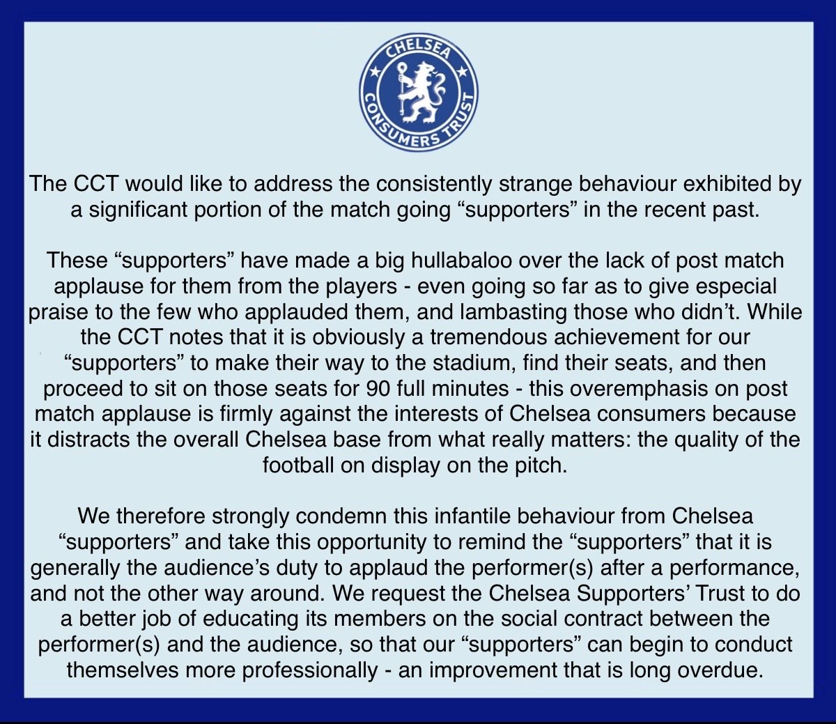 Chelsea Consumers’ Trust ⭐️⭐️ tweet media