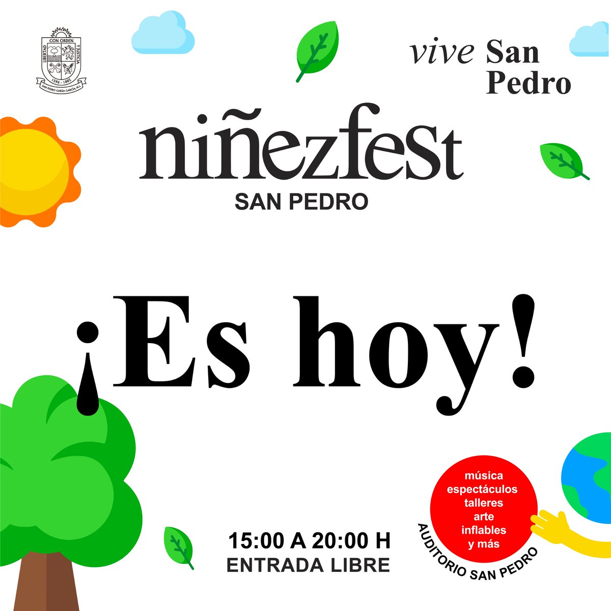SanPedroNL's tweet photo. ¡ES HOY, ES HOY! 🛼🤸🏽🎉

¡Te esperamos para festejar este gran día! Habrán muchas sorpresas y actividades para todas las edades. ☀️

Nos vemos en el Auditorio San Pedro a partir de las 3pm. https://t.co/UVZpoJg2Ns