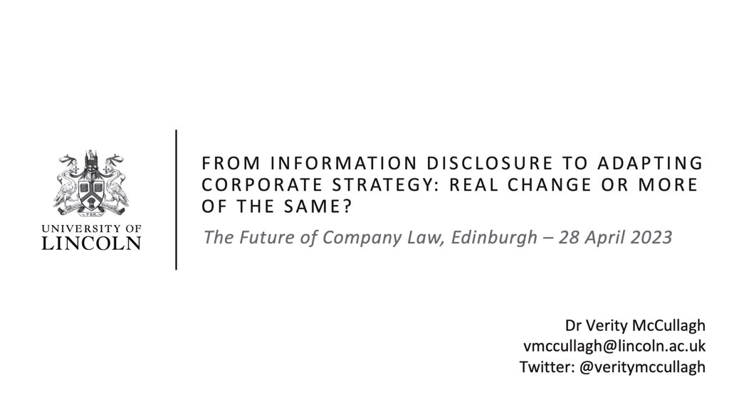 veritymccullagh's tweet photo. I’ve thoroughly enjoyed the past couple of days in Edinburgh at ‘The Future of Company Law’ conference, both presenting my paper and listening to 23(!!) thought-provoking papers. Huge thanks to @LawHardman for organising such a brilliant event! - https://t.co/OgFLz0tOxM https://t.co/iQTlBlZ47I