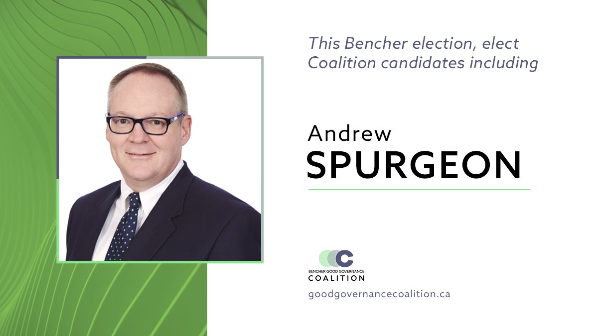 Polls close soon!  

Every lawyer has 40 votes. Twenty for lawyers from Toronto. Twenty for lawyers outside Toronto. You have until 5pm Eastern.  

Please consider voting for every Coalition candidate, including Andrew Spurgeon from Hamilton.  Here's why:
goodgovernancecoalition.ca/post/what-s-th…