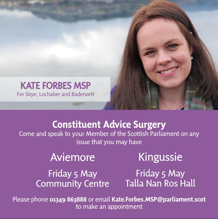 Kate Forbes MSP on Twitter "After today's busy advice surgery in Dingwall, I'm holding two