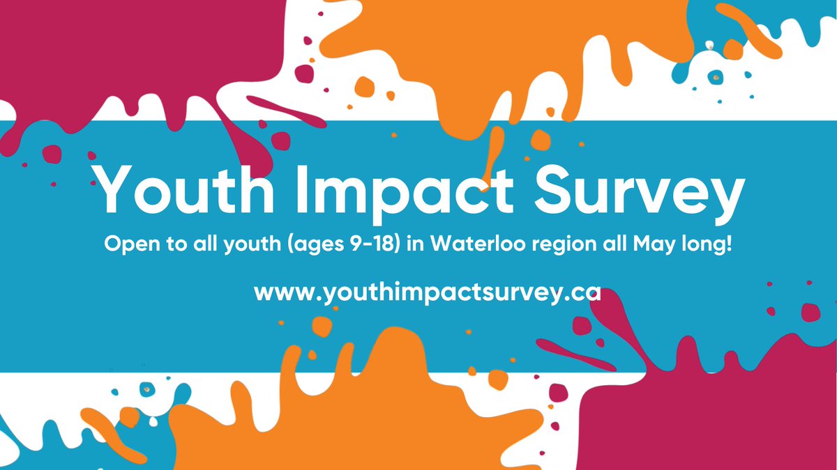 The 2023 #YouthImpactSurvey is NOW LIVE!

Open to all youth (ages 9-18) in #WaterlooRegion all May long!

The survey takes 20-30 mins to complete.

youthimpactsurvey.ca