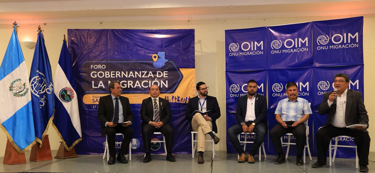 OIMGuatemala's tweet photo. En conjunto con la @ANAM_Guatemala y #ADIMAN organizamos el Foro sobre Gobernanza de la Migración en #SanMarcos para que los gobiernos municipales se fortalezcan en la gestión de la migración para desarrollar acciones que consoliden políticas públicas locales. 🧵1/3 https://t.co/sRVCquH2zH