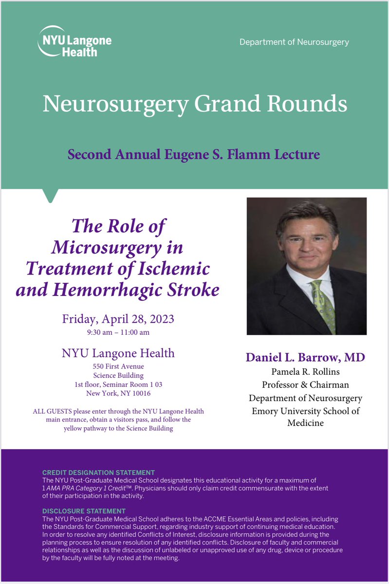 I’m concerned that Dan Barrow doesn’t age at all. I can’t think of a better person to honor Gene Flamm this year. A friend and mentor who has been instrumental to our field, from technique to training and beyond. #neurosurgery #einsteinmed