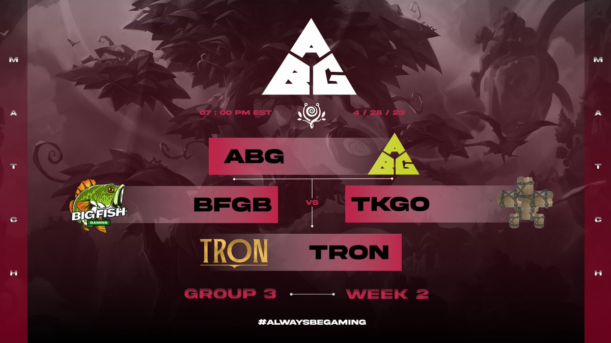 AlwaysBeGaminGG's tweet photo. Today @ 7 PM EST/4 PM PST ABG Bandle (1-2) will look to make an impact in Group 3 for the second week of the #GloryinNavori @AegisEsportsLoR League!

#AlwaysBeGaming #ABGWIN #LoR https://t.co/PxYdgXPbga