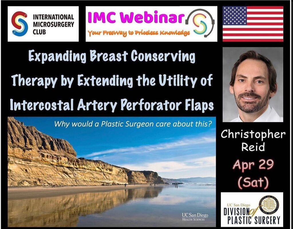 Check out this awesome opportunity this Saturday to join the International Microsurgery Club and hear our very own Dr. Reid discuss expanding breast conservation therapy via intercostal artery perforator flaps. 
“On Apr 29, 2023 (Saturday), we are happy … instagr.am/p/CrlyADMvLNq/