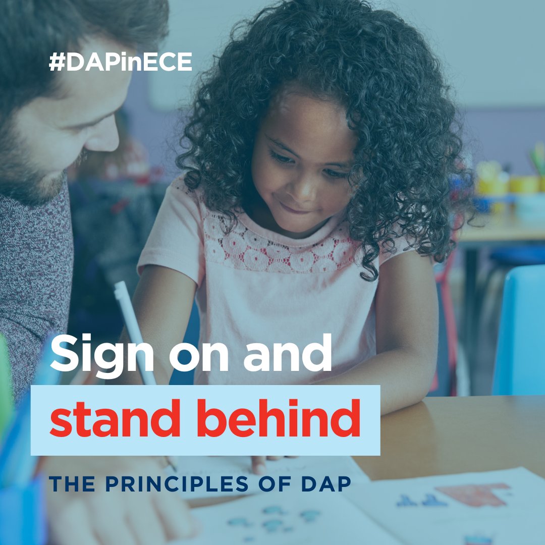 We stand behind the principles of #DAP. We trust the expertise and experiences of #earlychildhood educators working with families to ensure all young children can learn and thrive. Sign on and stand with us in support of #DAPinECE via the link in our bio.