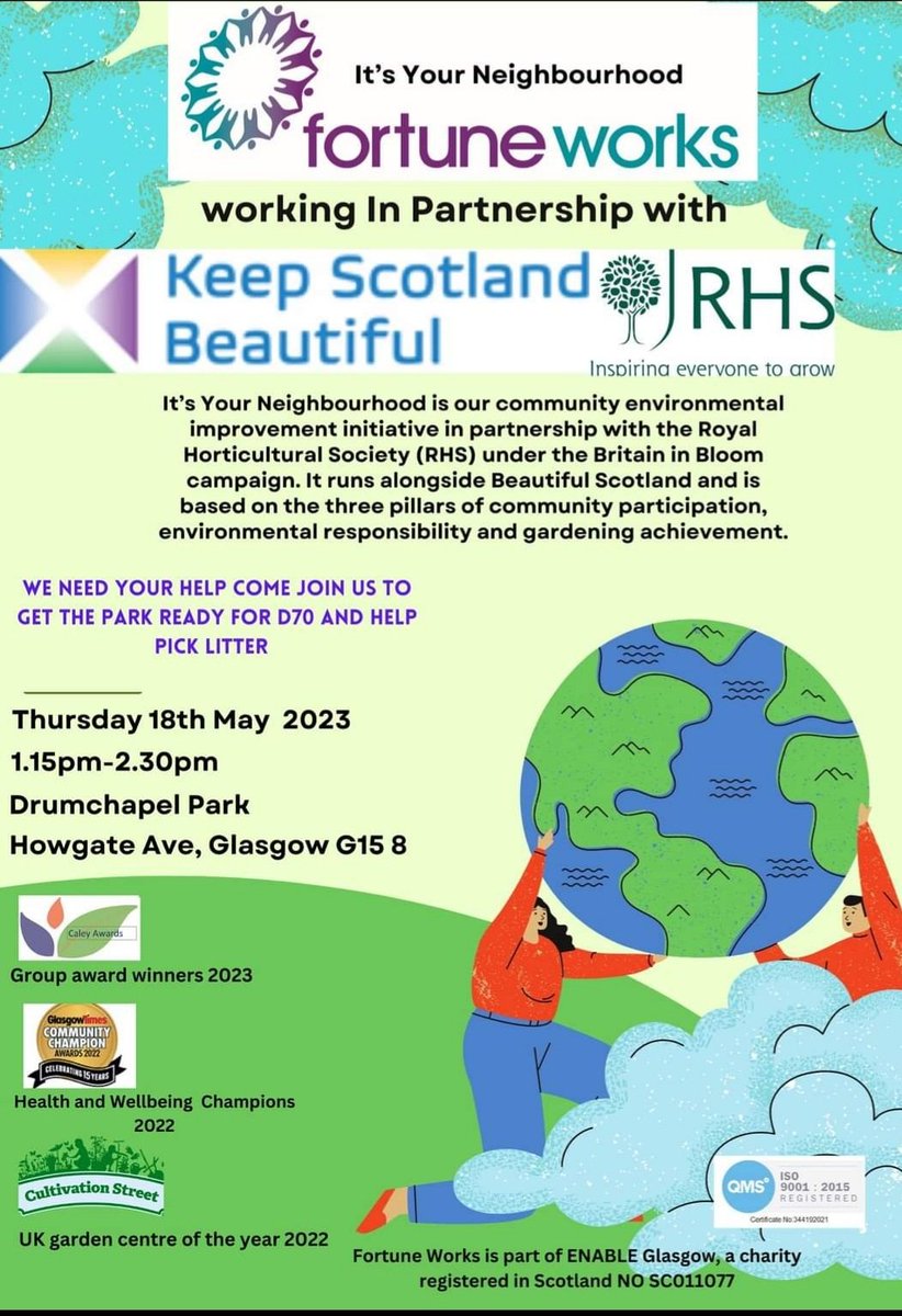 Jason Methven (@methvenjason) on Twitter photo Now offering joint working opportunities with <a href="/FortuneWorks60/">Fortune Works</a> <a href="/KSBScotland/">Keep Scotland Beautiful</a> <a href="/TheCaley/">The Caley</a>
IYN green’s up your local community with your friends and neighbours.
Helping the community for Drumchapels 70th Birthday
If you or your organisation would like to get involved get in touch Now offering joint working opportunities with <a href="/FortuneWorks60/">Fortune Works</a> <a href="/KSBScotland/">Keep Scotland Beautiful</a> <a href="/TheCaley/">The Caley</a>
IYN green’s up your local community with your friends and neighbours.
Helping the community for Drumchapels 70th Birthday
If you or your organisation would like to get involved get in touch