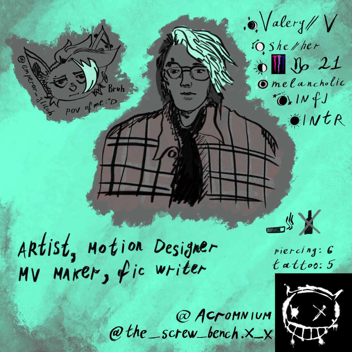 acromnium's tweet photo. so fellas
hello again
I hope it makes my page more clear 'cause last year I only posted random stuff

anyway also please check what my bestie 💅 ✨ creates, he's my big inspiration and I just fell in god damn love with his oc🫠
@glitch_hacker I'm waiting for third chapter!!!! 🩵 https://t.co/PZpqGvUImg