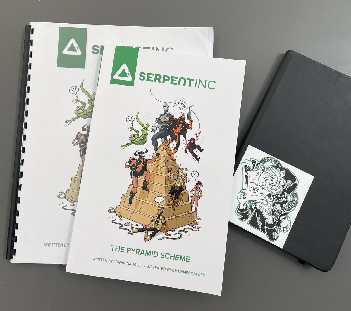 some good news; we received our test proof print for Serpent Inc The Pyramid Scheme! 

The graphics novel created myself and artist <a href="/benjuhmuhn/">Benjamin Mackey</a> !