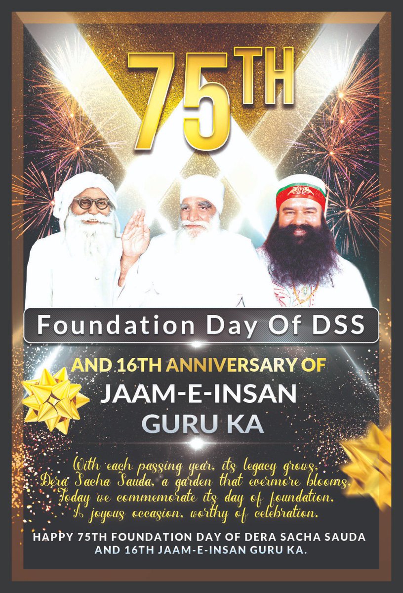 GreenSwelfares's tweet photo. Amidst the woes, a seed of happiness was sown,
A light of hope, across the world it has grown,
#DeraSachaSauda, where the only religion followed is humanity,
On the arrival of its foundation day, we commemorate it globally.

#75thFoundationDay #SaturdayVibes #ConfluenceOfAllReligions