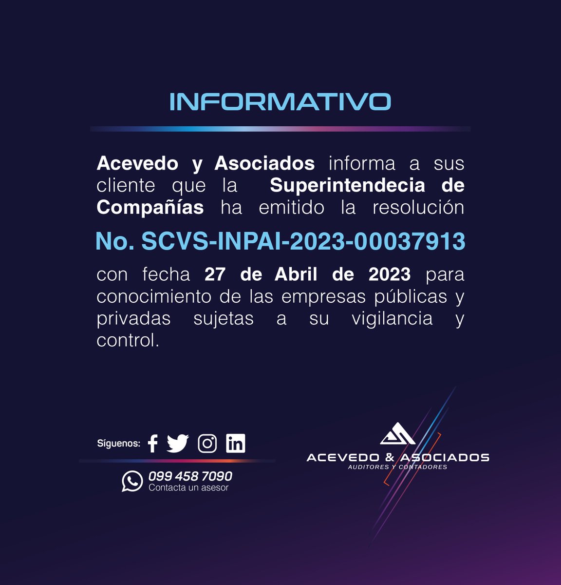 aya__group's tweet photo. Estimados clientes, colaboradores y amigos ponemos a conocimiento la resolución No. SCVS-INPAI-2023-00037913 emitida por @SuperciasEC  con fecha 27 de Abril de 2023. Para visualizar o descargar el documento oficial haga clic en el siguente link: https://t.co/oA75AhyYgG https://t.co/drYxHjDsEF