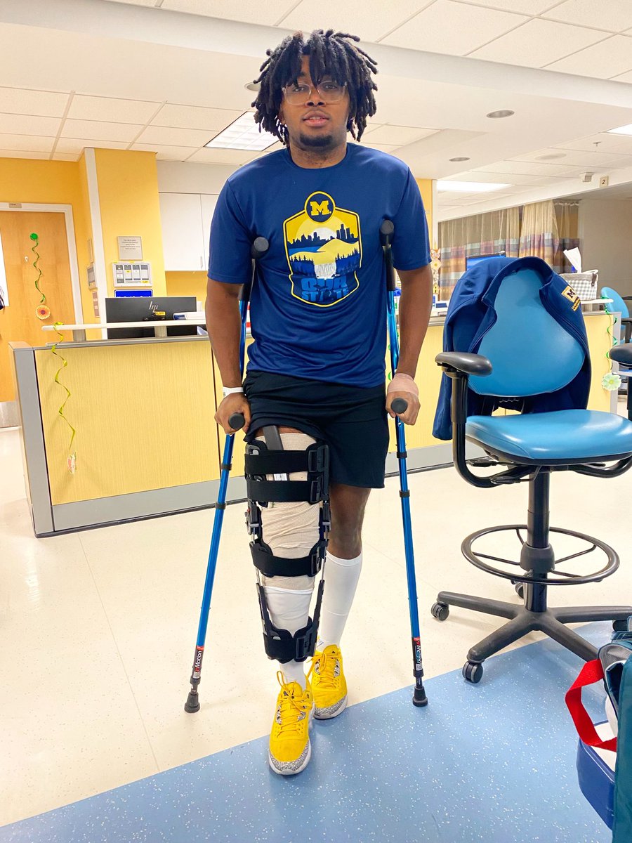 Doc says the ACL reconstruction surgery went well. Thank you to the medical staff, my coaches, and teammates for the support. I’ll be back. #GoBlue