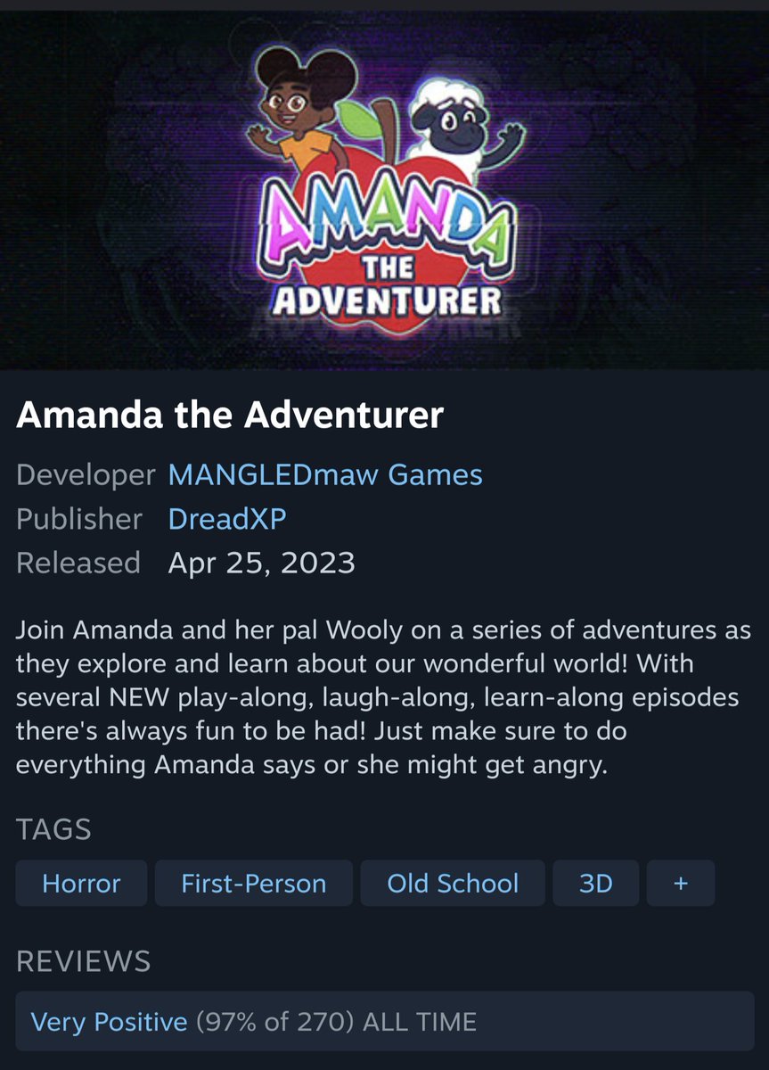 Amanda the adventurer in 2023  Amanda, Creepy games, Adventure