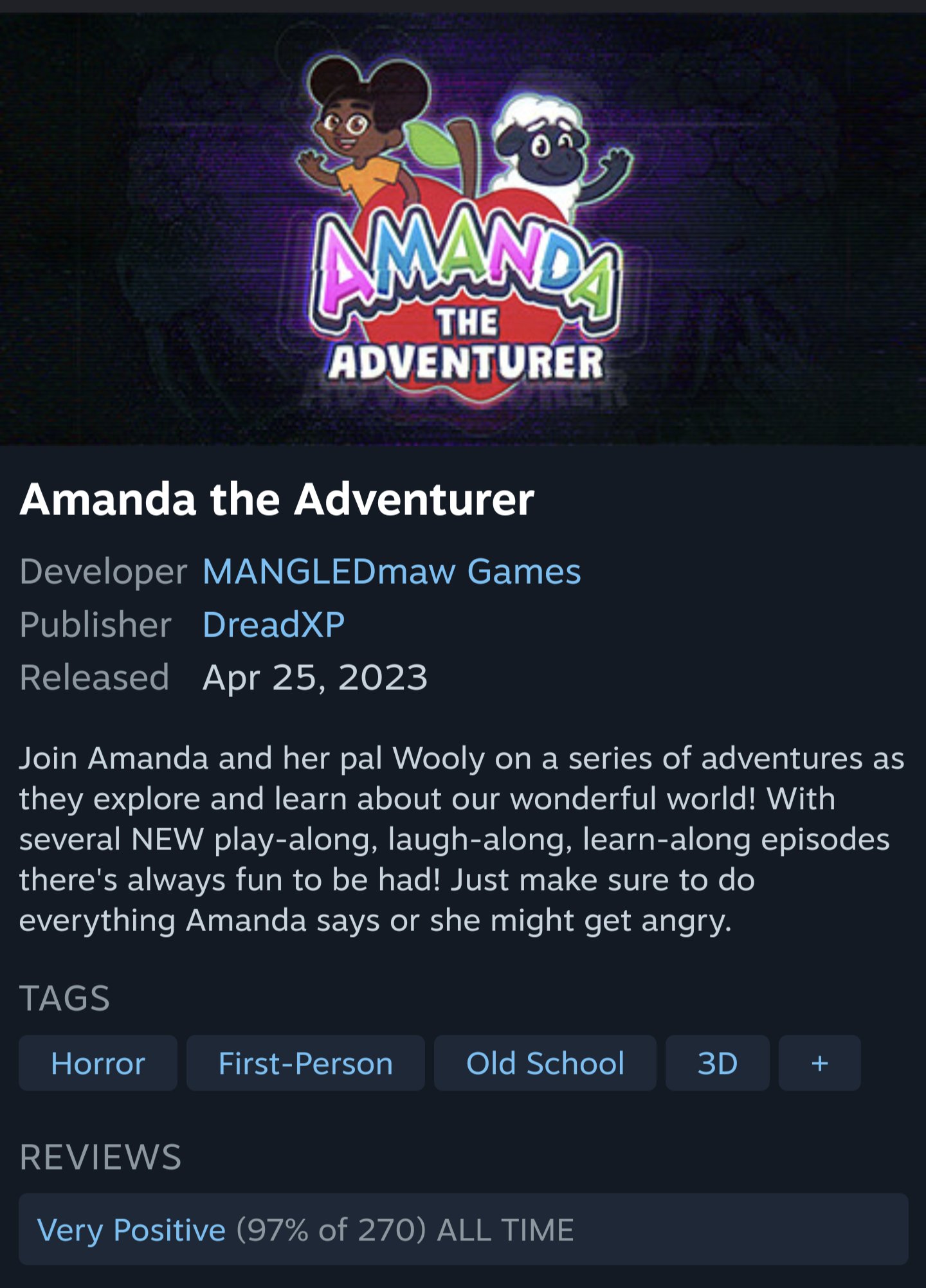 Amanda the Adventurer (2023) - Game details