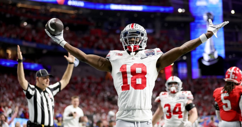 CFFguys's tweet photo. #Devy Top 10 WR Rankings (🧵)

1. Marvin Harrison, OSU
2. Emeka Egbuka, OSU
3. Tetairoa McMillan, Arizona
4. Luther Burden, Missouri
5. Zachariah Branch, USC
6. Barion Brown, Kentucky
7. Johntay Cook, Texas
8. Xavier Worthy, Texas 
9. Evan Stewart, Texas A&amp;M
10. Malik Nabers, LSU https://t.co/MuazLSnbzu