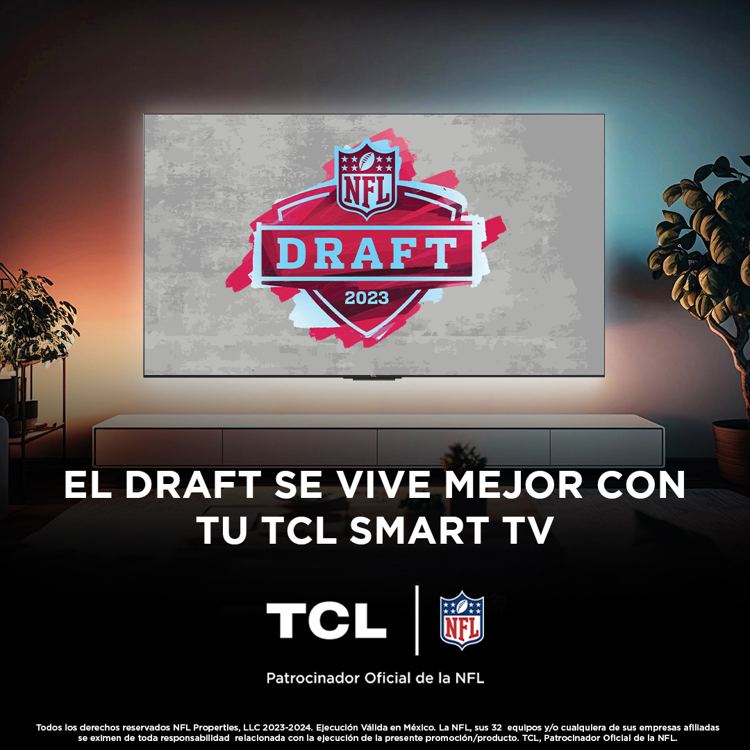 tclmex's tweet photo. No te pierdas lo mejor del Draft de la NFL 2023 desde tu TCL Smart TV ¡Toda la pasión de la NFL merece vivirse en una TCL! @nflmx 

#NFLconTCL #InspireGreatness #NFLDraft https://t.co/pDtDICfmJQ