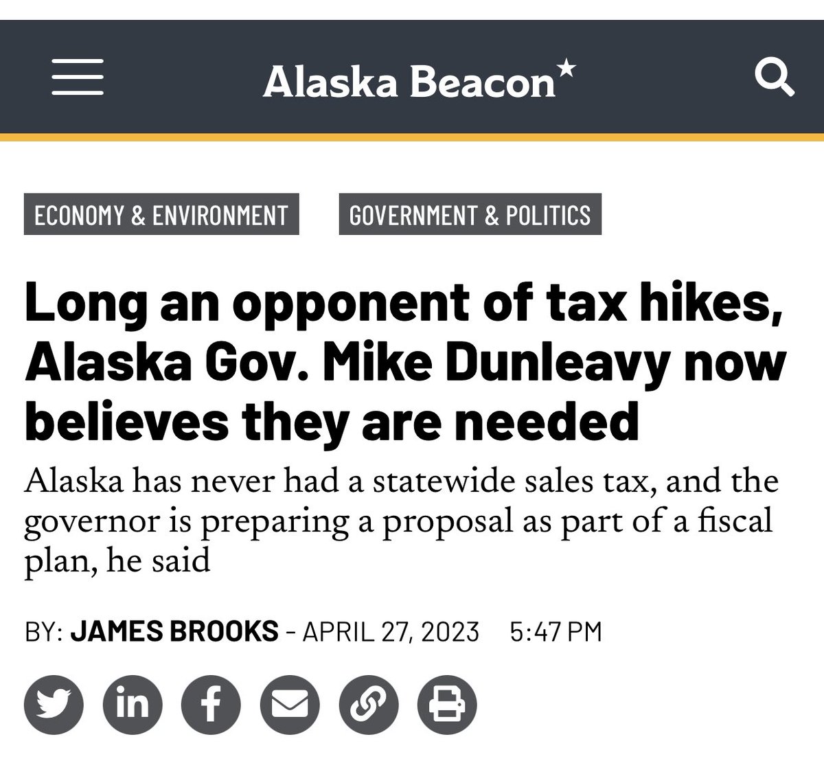 DermotMCole's tweet photo. Missing context @AlaskaBeacon. Dunleavy has always claimed that no taxes were needed. He was lying. #akleg #akgov https://t.co/26kPwbUhRB
