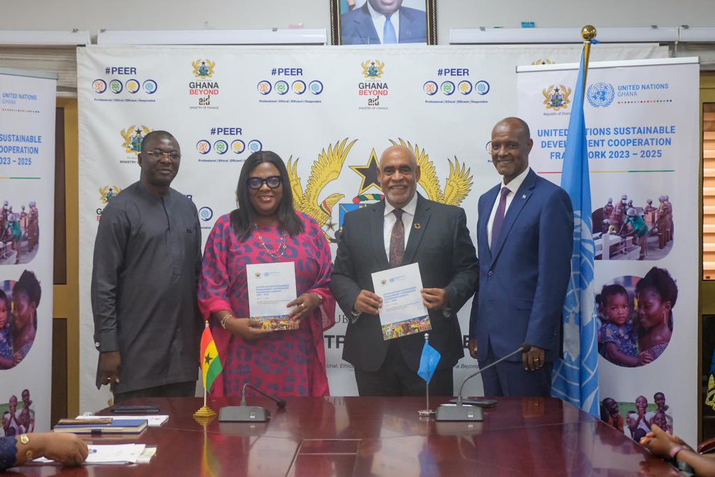 WHOGhana's tweet photo. The @UNinGhana &amp; the Government of #Ghana have signed the UN Sustainable Development Cooperation Framework #UNSDCF. 

This marks the beginning of a stronger collaboration that will accelerate progress towards the attainment of the #SDGs in Ghana🇬🇭. https://t.co/7TPvm9WdwH