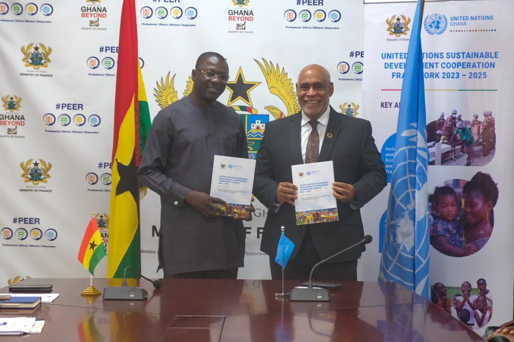 WHOGhana's tweet photo. The @UNinGhana &amp; the Government of #Ghana have signed the UN Sustainable Development Cooperation Framework #UNSDCF. 

This marks the beginning of a stronger collaboration that will accelerate progress towards the attainment of the #SDGs in Ghana🇬🇭. https://t.co/7TPvm9WdwH
