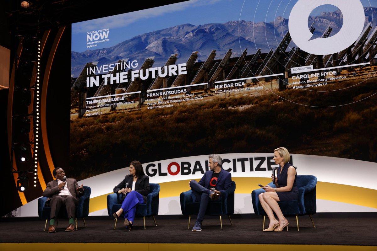 Hughcevans's tweet photo. Thank you to Tshepo Mahloele of @harith_of, our chair @FranKatsoudas, board member Nir Bar Dea, and @carolinehydeTV, to talk about how private sector leaders address today's social, economic, and political challenges. #GlobalCitizenNOW https://t.co/gTgpr0q0er