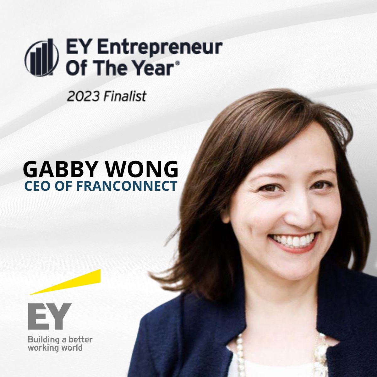 FranConnect's tweet photo. We're thrilled to announce that our CEO, Gabby Wong, has been named a finalist in the prestigious Entrepreneur Of The Year® 2023 Mid-Atlantic program! We will be cheering her on at the awards celebration on June 22nd #EOYUS #EOYMidAtl

Read more here: https://t.co/Yh1FqUvEvK https://t.co/AIy35HUzAo