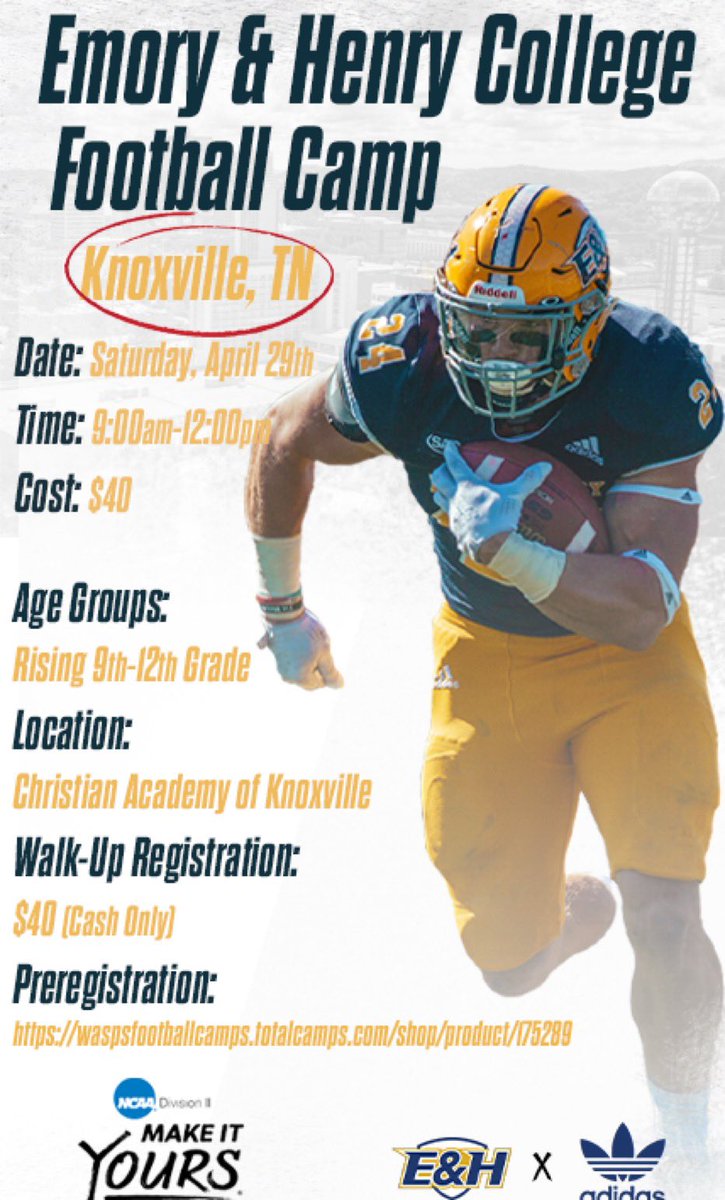 coachpaschal_'s tweet photo. 🚨The next BEST opportunity to earn a scholarship from an outstanding division 2 program in @EHCFootball is tomorrow at 9:00am in Knoxville ‼️Let’s be great #D2Football #SACAthletics
#SwarmTheNest 🐝🔒👀🐺
📍 529 Academy Way Knoxville, TN 37923 https://t.co/wXnSYiDPpZ