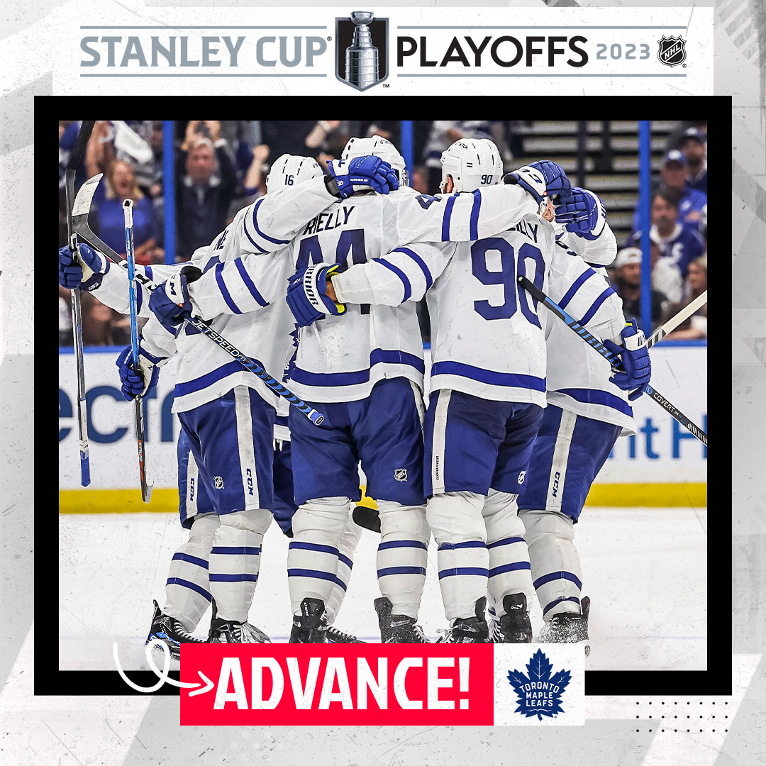 NHLMedia's tweet photo. TORONTO, STAND UP!!!

The @MapleLeafs are advancing for the first time since 2004!

#LeafsForever | #StanleyCup https://t.co/yPiQdteO1H