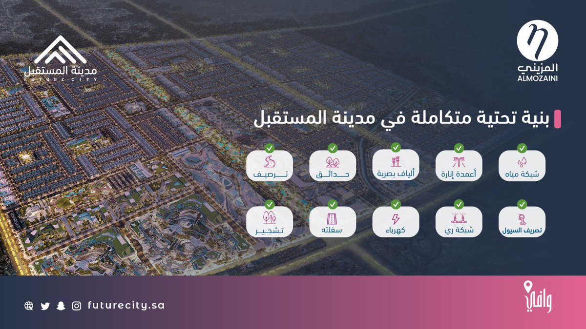 riymar_sa's tweet photo. في #مدينة_المستقبل حرصنا على تنفيذ بنية تحتية متكاملة أساسية وترفيهية تسهم في رفع جودة الحياة. https://t.co/54SOSVlIaJ