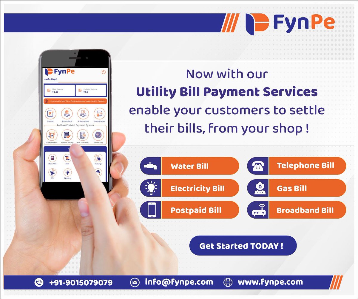 fynpe_payments's tweet photo. Make bill payments easy for your customers by offering Utility Bill Payment Services from FynPe and earn best-in-industry commission !
#UtilityBillPayment
#PayUtilityBills
#OnlineBillPayment
#ElectricBillPayment
#WaterBillPayment
#GasBillPayment
#UtilityPaymentsMadeEasy https://t.co/6MPaa7zEbv
