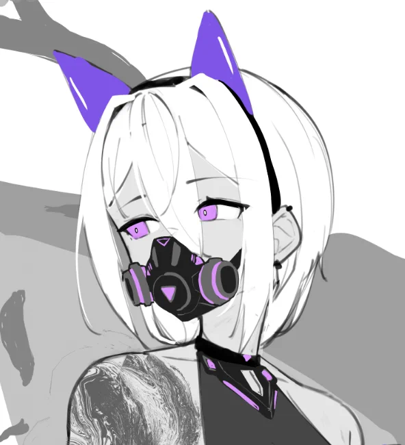 yuri illust wip  this is what her front would look like [w/ the mask too]